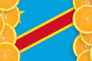 Democratic Republic of the Congo flag in citrus fruit slices vertical frame photo