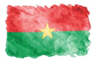 la bandera de burkina faso se representa en estilo acuarela líquida aislado sobre fondo blanco foto