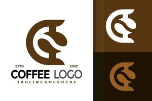 diseño de logotipo de café con letra c, vector de logotipos de identidad de marca, logotipo moderno, plantilla de ilustración vectorial de diseños de logotipos
