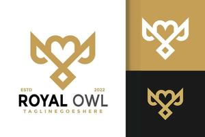 Royal Owl Head Logo Design, brand identity logos vector, modern logo, Logo Designs Vector Illustration Template