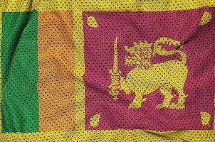 Sri Lanka flag printed on a polyester nylon sportswear mesh fabr photo