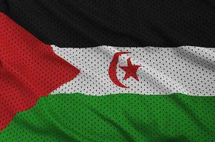 Western Sahara flag printed on a polyester nylon sportswear mesh photo