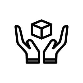 Hand line icon illustration with box. suitable for icon handle with care. icon related to packaging. Simple vector design editable. Pixel perfect at 32 x 32