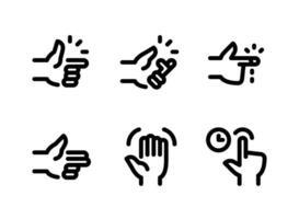 conjunto simple de iconos de línea de vector relacionados con gestos de mano