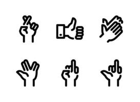conjunto simple de iconos de línea de vector relacionados con gestos de mano