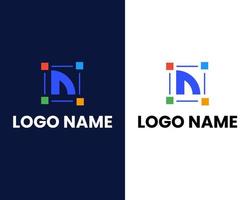 letter n with tech modern logo design template vector