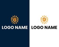 letter o with sun logo design template vector