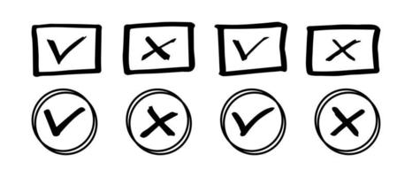 Tick and cross  signs. Checkmark OK and X icons. vector