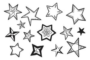 Starburst doodle set. Hand drawn star. vector