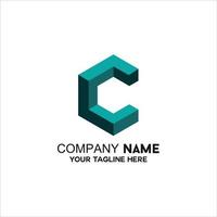 letter C with unique gradient color hexagon shape vector