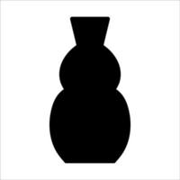 Black vector illustration of modern ceramic vase. Single element in trendy boho style isolated on white background
