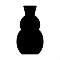 Black vector illustration of modern ceramic vase. Single element in trendy boho style isolated on white background