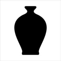 Black vector illustration of modern ceramic vase. Single element in trendy boho style isolated on white background