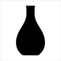 Black vector illustration of modern ceramic vase. Single element in trendy boho style isolated on white background