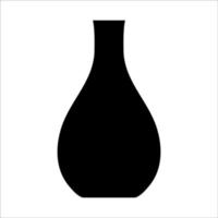 Black vector illustration of modern ceramic vase. Single element in trendy boho style isolated on white background