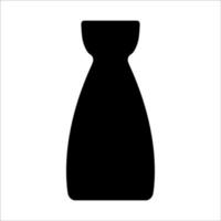 Black vector illustration of modern ceramic vase. Single element in trendy boho style isolated on white background