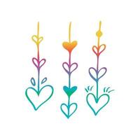 Vector doodle collection of cute rainbow hearts. Hand drawn illustrations for design on theme of Valentine's Day, love, wedding, feelings, relationships