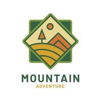 ilustración vectorial de la insignia del logotipo de la naturaleza de la montaña de aventura vintage, excelente para el diseño de etiquetas adhesivas y camisetas vector