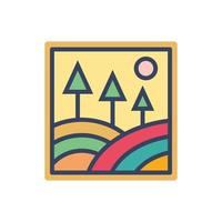 Abstract Sunset beach mountain logo badge design. Logo design icon vector illustration