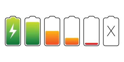 Battery indicator icon set isolated on white background. vector