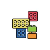 jugar cubos. iconos de líneas de colores. vector