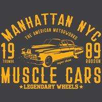 manhattan nyc 1989 muscle cars vector camiseta