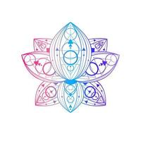 Lotus flower with geometric pattern vector linear illustration