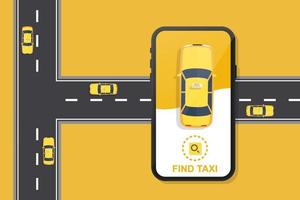 banner de vector de servicio de taxi de aplicación móvil en línea
