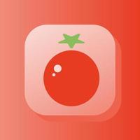 Tomato vegetable 3d button outline icon. Healthy nutrition concept. Flat symbol sign vector illustration isolated on red color background