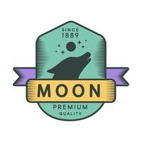 Moon color retro logo template vector