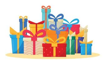 caja de regalo con presente. estrategia de regalo y promoción, bono de regalo, cupón de descuento y concepto de certificado de regalo. vector
