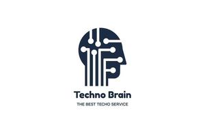 Man Head and Chip Techno Brain Multimedia Logo vector