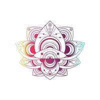 Lotus flower with geometric pattern vector linear illustration