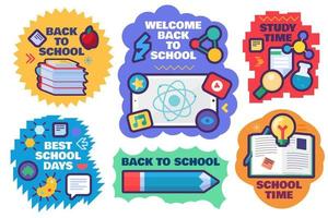 Back to school. Stickers set with school supplies vector