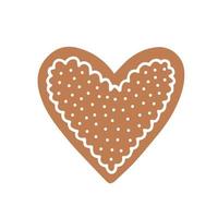 Heart shape ginger cookie with white icing vector illustration