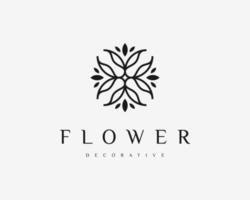 ornamento flor asiático oriental decorativo femenino pétalo loto hoja relajarse vector logo diseño