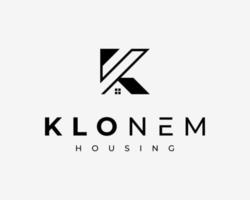 Letter K Roof House Roofing Rooftop Home Architecture Construction Monogram Vector Logo Design