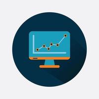 icono de gráfico de crecimiento de monitoreo colorido con sombra. ilustración vectorial vector