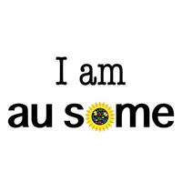 I am au-some inspirational quote with sunflower. Autism awareness. Autism concept poster template. Vector illustration.