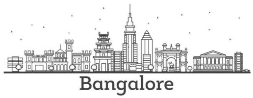 delinear el horizonte de bangalore con edificios históricos. vector