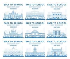 Outline Set of University, High School and College Study Banners. vector