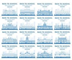 Outline Set of University, High School and College Study Banners. vector