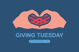 Giving tuesday background. Design with hand and hearth. vector