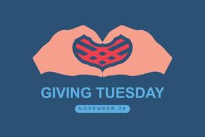 Giving tuesday background. Design with hand and hearth. vector