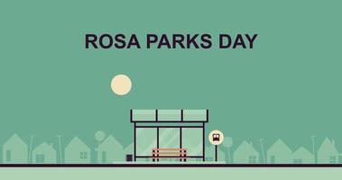 Rosa parks day background. Design with bus station. vector