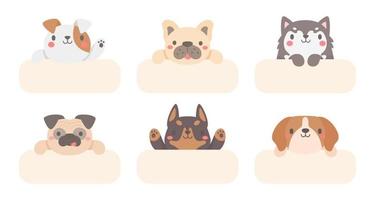 cartoon pet text frame cute dogs and cats for kids vector