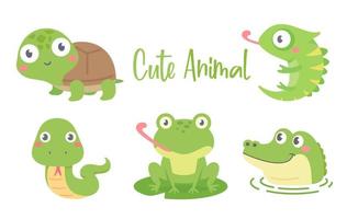 cute amphibian cartoon text frame for decorating schedule notebook vector