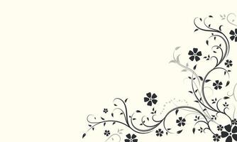 Black and white ornamental floral with leaf and flower for banner and border vector