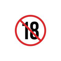 prohibido bajo 18 símbolo. menores de 18 años no permitido vector símbolo