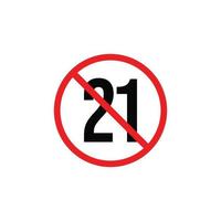 prohibido bajo el símbolo 21. menores de 21 años no permitido vector símbolo